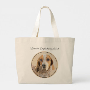 Bolsa Tote Grande Cachorro de Pintura Redtick Inglês Americano