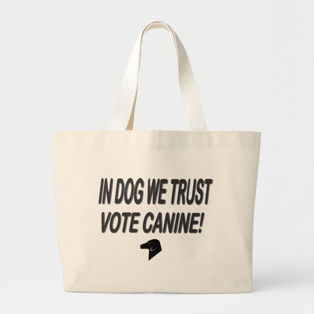 Bolsa Tote Grande Cachorro de Voto com Texto Preto (Frente)