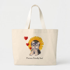 Bolsa Tote Grande cachorro filhote Yorkshire Terrier, corações & gir