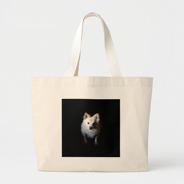 Bolsa Tote Grande Cachorro Pomerano no Escuro (Frente)