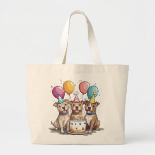 Bolsa Tote Grande Cachorros-Touro de Aniversário