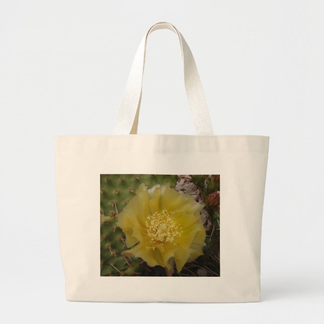 Bolsa Tote Grande Cacto Amarelo em Flor (Frente)