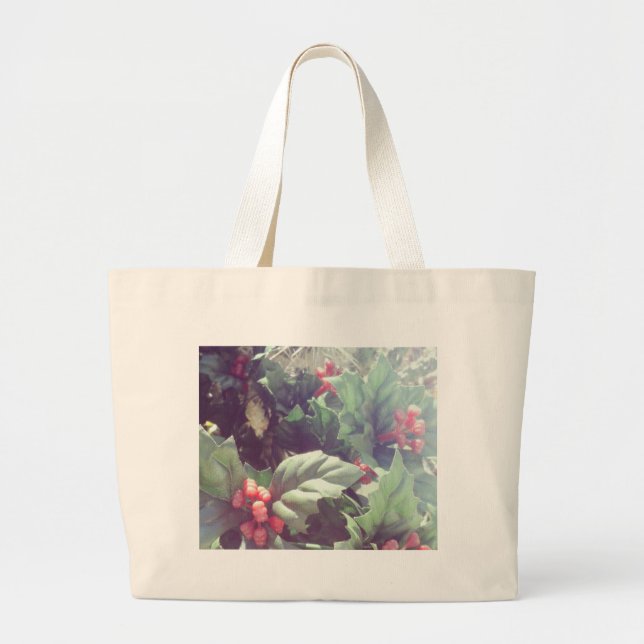 Bolsa Tote Grande Cactus e decorações de Natal (Frente)