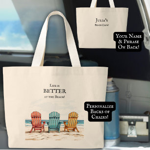 Bolsa Tote Grande Cadeiras de Praia de Aquarela Personalizadas