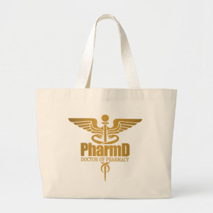 Bolsa Tote Grande Caduceus Dourado (PharmD)