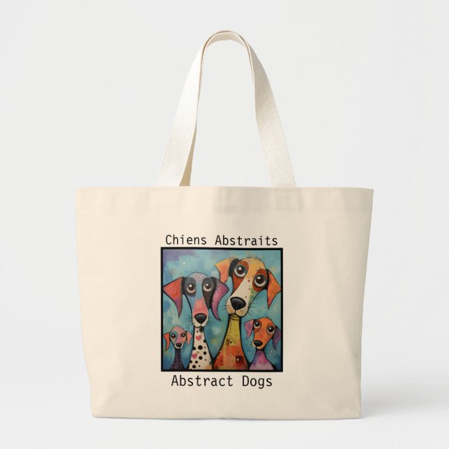 Bolsa Tote Grande Cães Abstratos azuis (Frente)