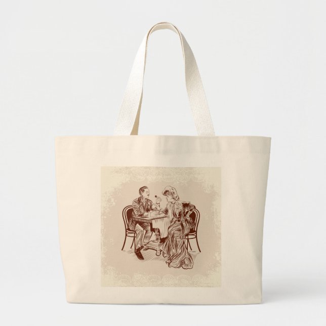 Bolsa Tote Grande café e amor (Frente)