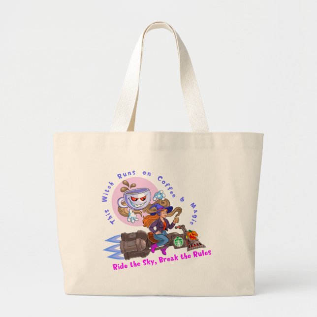 Bolsa Tote Grande Café e bruxaria mágica (Frente)