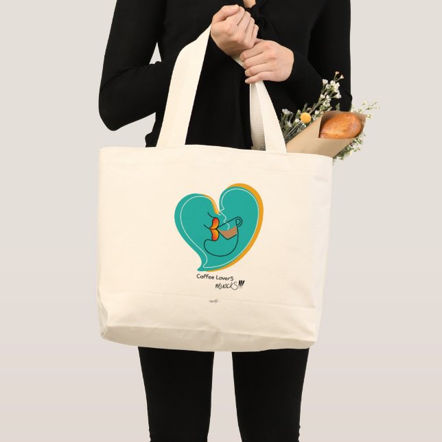 Bolsa Tote Grande Café LoverS muackS-Latte (Frente (produto))