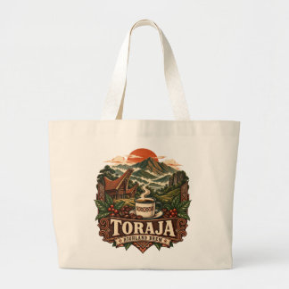 Bolsa Tote Grande Café Vintage Indonésio Toraja Highland Brew Tot