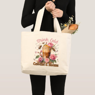 Bolsa Tote Grande Cafeína e Blooms: café gelado