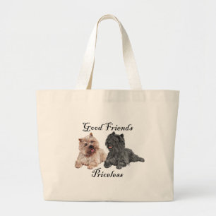Bolsa Tote Grande Cairn Terriers Preto e Marrom