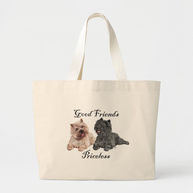Bolsa Tote Grande Cairn Terriers Preto e Marrom (Frente)