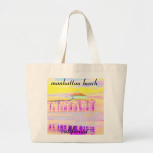 Bolsa Tote Grande Cais Califórnia de Manhattan Beach nos Pastels
