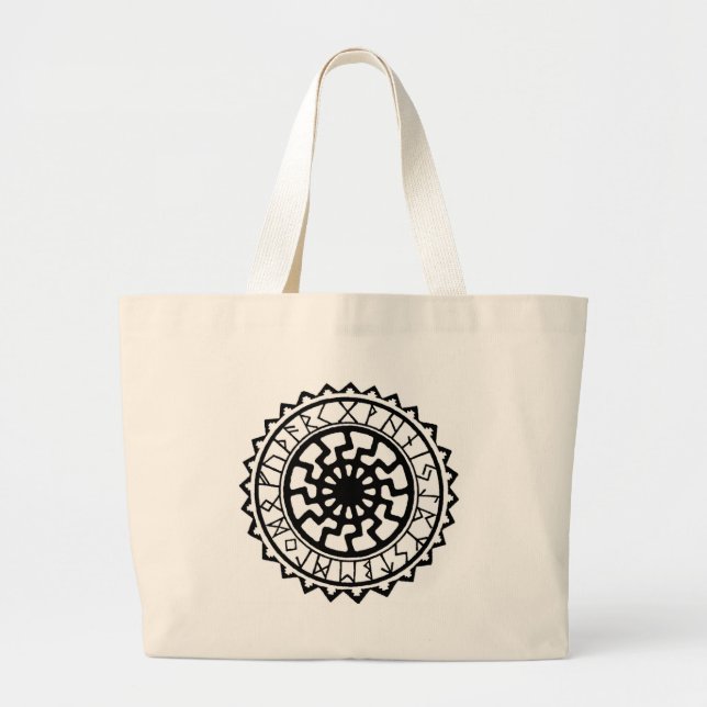 Bolsa Tote Grande Calendário Rúnico Solar Celta Viking (Frente)