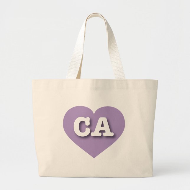 Bolsa Tote Grande California Lavanda Heart - Eu amo CA (Frente)