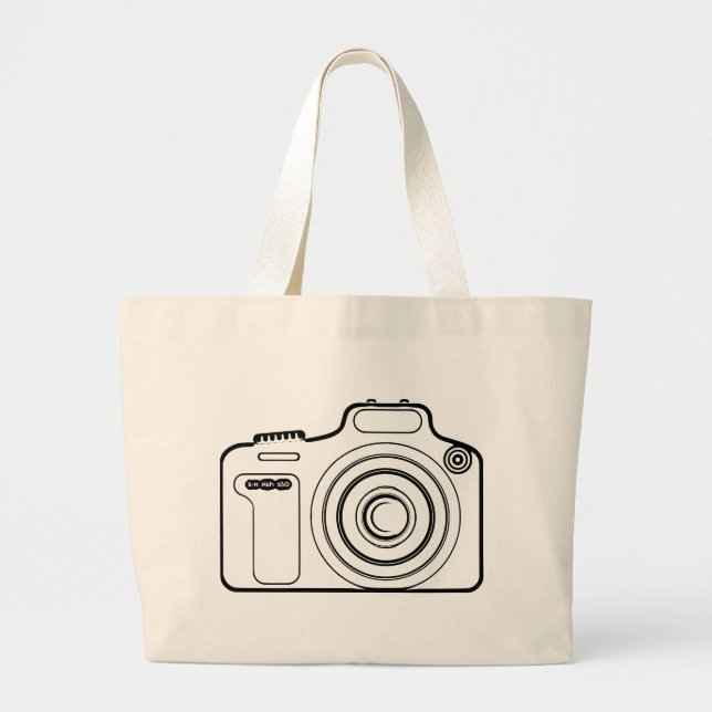 Bolsa Tote Grande Câmera branca e preta (Frente)