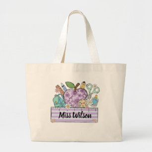 Bolsa Tote Grande Camisa Personalizada para Professores Nome do Pr
