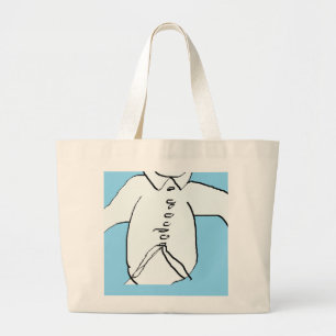 Bolsa Tote Grande Camisa Silhueta Diversão Azul Crianças
