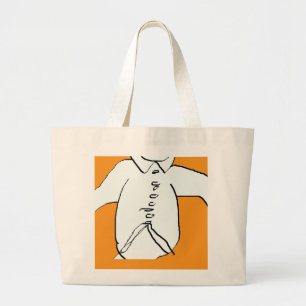 Bolsa Tote Grande Camisa Silhueta Diversão Laranja Crianças