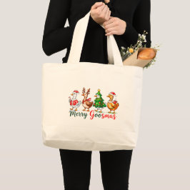 Bolsa Tote Grande Camisa Tri-Blend de Natal Alegre Patoza