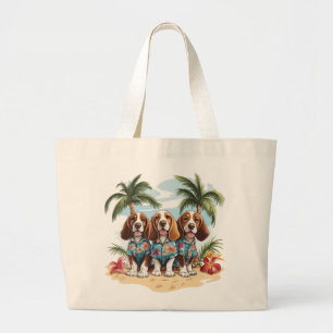 Bolsa Tote Grande Camisas havaianas de cães Basset Hound