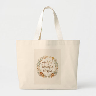 Bolsa Tote Grande Camiseta de Ação de Graças Grata Abençoada