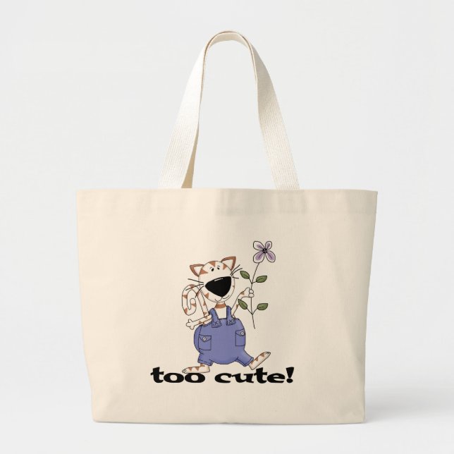 Bolsa Tote Grande Camiseta demasiado bonito e presentes do gato do g (Frente)