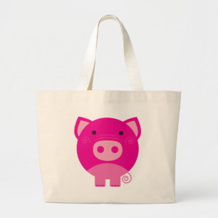 Bolsa Tote Grande Camiseta e presentes cor-de-rosa do porco