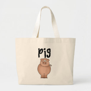 Bolsa Tote Grande Camiseta e presentes do animal de fazenda do porco