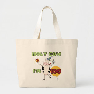 Bolsa Tote Grande Camiseta e presentes do aniversário da vaca