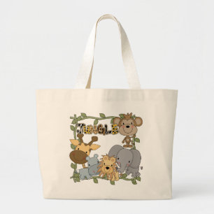 Bolsa Tote Grande Camiseta e presentes dos animais da selva do bebê