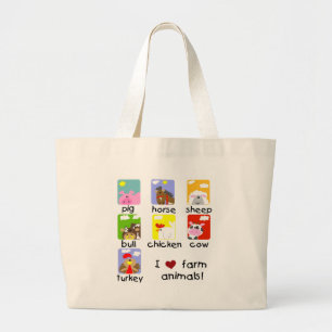 Bolsa Tote Grande Camiseta e presentes dos animais de fazenda