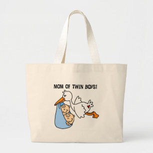 Bolsa Tote Grande Camiseta e presentes gêmeos da Mamã-Cegonha dos