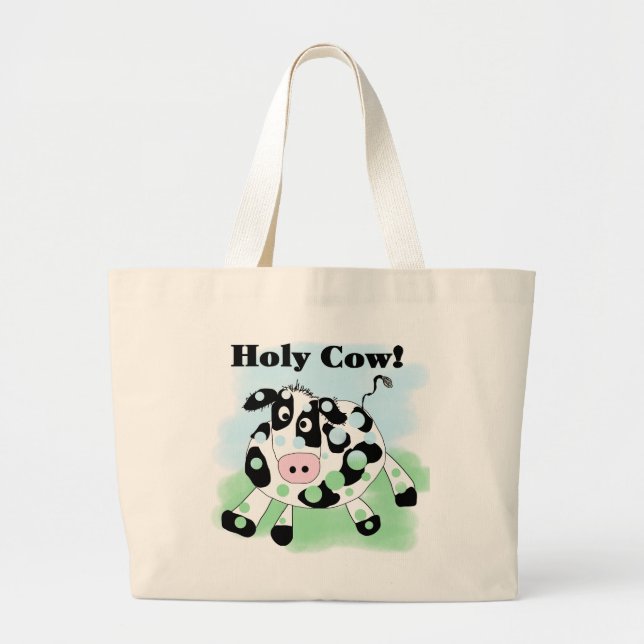 Bolsa Tote Grande Camiseta e presentes santamente da vaca (Frente)