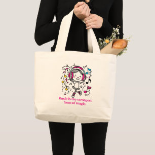 Bolsa Tote Grande Camiseta Gráfica Musical Divertida