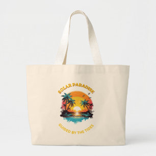 Bolsa Tote Grande Camiseta Retro Solar Paradise Guided by the Tides