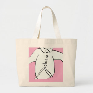 Bolsa Tote Grande Camiseta Silhueta Diversão Rosa Crianças