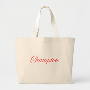 Bolsa Tote Grande Camiseta T-Shirt de Tipografia Motivacional Campeã