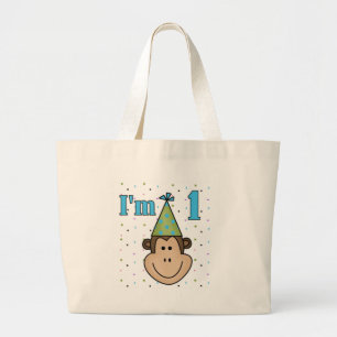 Bolsa Tote Grande Camisetas de primeiro aniversario de macaco no Par