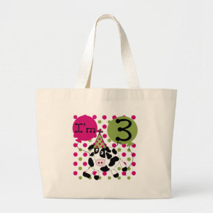 Bolsa Tote Grande Camisetas e presentes de aniversário de 3 anos de 