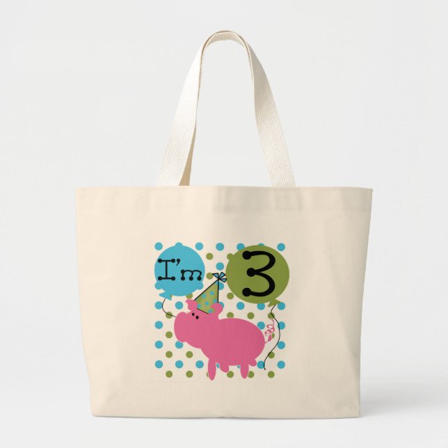 Bolsa Tote Grande Camisetas e presentes de aniversário de 3 anos de  (Frente)
