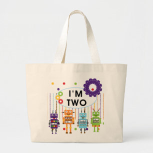 Bolsa Tote Grande Camisetas e presentes de segundo aniversário robô