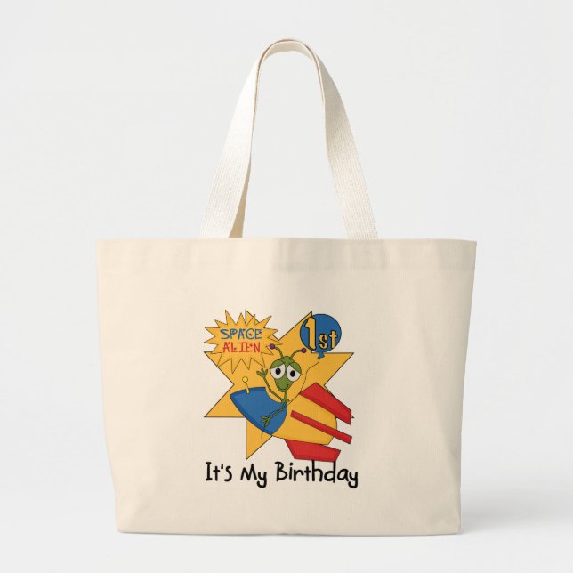 Bolsa Tote Grande Camisetas e presentes do primeiro aniversario de A (Frente)