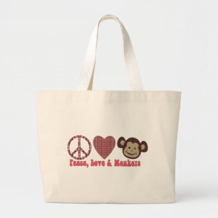 Bolsa Tote Grande Camisetas e presentes retrógrados de paz, amor e 