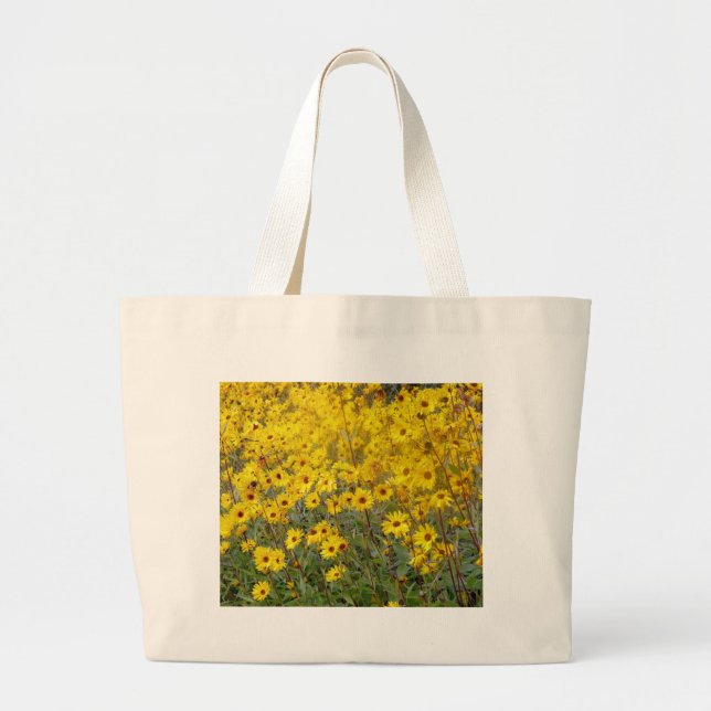 Bolsa Tote Grande Campo De Flores Amarelas Vibrantes (Frente)