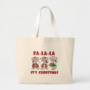Bolsa Tote Grande Camundongos Fa La Christmas T-shirts e presentes