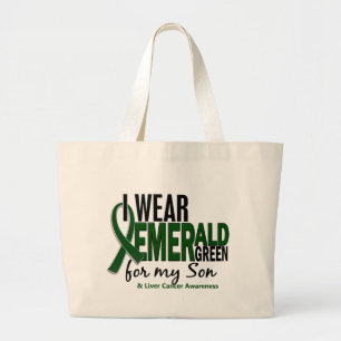 Bolsa Tote Grande Câncer de figado eu visto o verde esmeralda para
