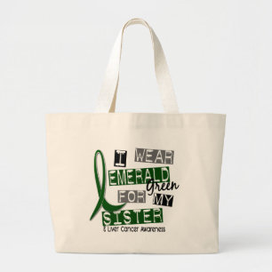 Bolsa Tote Grande Câncer de figado eu visto o verde esmeralda para