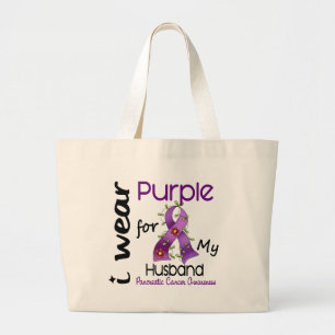 Bolsa Tote Grande Câncer de pâncreas eu visto o roxo para meu mari